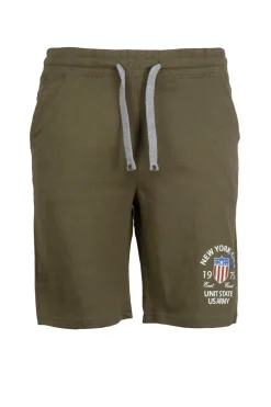 Pantaloncino sportivo in jersey con stampa e lacci in contrasto