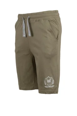 Pantaloncino sportivo in jersey con stampa e lacci in contrasto