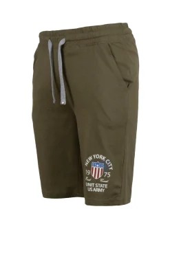 Pantaloncino sportivo in jersey con stampa e lacci in contrasto