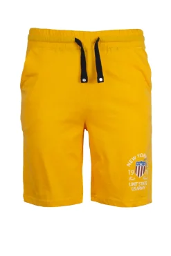 Pantaloncino sportivo in jersey con stampa e lacci in contrasto