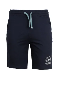 Pantaloncino sportivo in jersey con stampa e lacci in contrasto