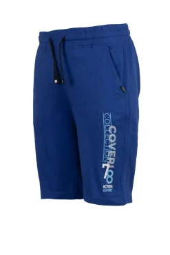 Pantaloncino sportivo in jersey con stampa e lacci in contrasto