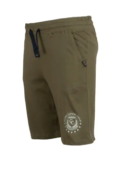 Pantaloncino sportivo in jersey con stampa e lacci in contrasto