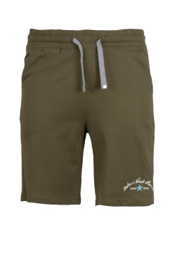 Pantaloncino sportivo in jersey con stampa e lacci in contrasto
