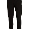 Pantalone loose fit con pence e tasca america in tessuto elasticizzato