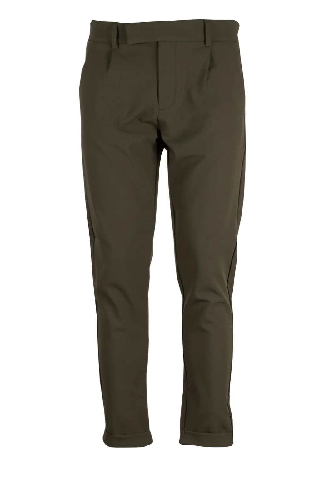 Pantalone loose fit con pence e tasca america in tessuto elasticizzato