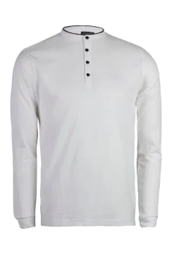 Polo coreana manica lunga in cotone piquet