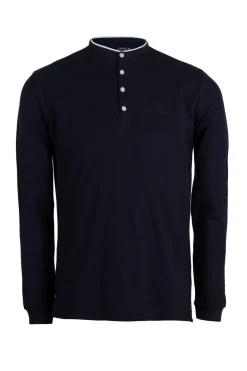 Polo coreana manica lunga in cotone piquet