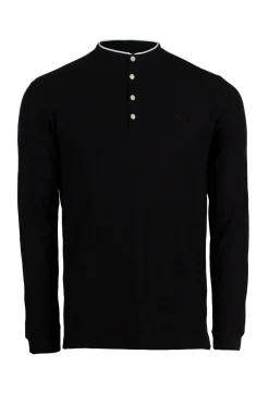 Polo coreana manica lunga in cotone piquet