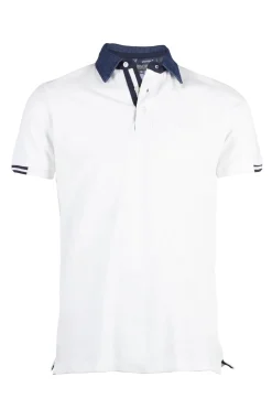 Polo in cotone piquet con collo a contrasto stile jeans