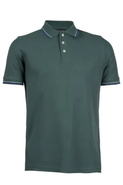 Polo in cotone piquet con bordi a contrasto