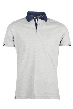 Polo in cotone piquet con collo a contrasto stile jeans
