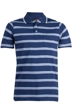 Polo in jersey a righe con taschino