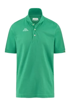 Polo Kappa manica corta con logo sul petto e ricamo bandiera sulla manica