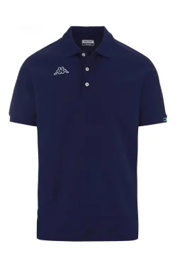 Polo Kappa manica corta con logo sul petto e ricamo bandiera sulla manica