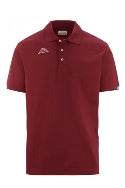 Polo Kappa manica corta con logo sul petto e ricamo bandiera sulla manica
