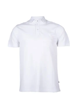 Polo manica corta in cotone piquet stretch con logo ton sur ton