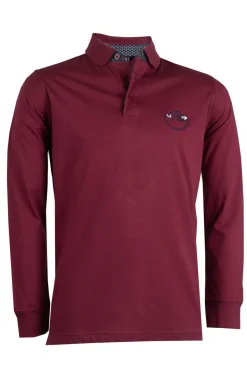 Polo manica lunga in jersey con logo ricamato