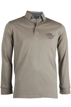 Polo manica lunga in jersey con logo ricamato