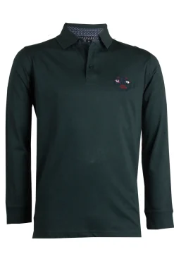 Polo manica lunga in jersey con logo ricamato