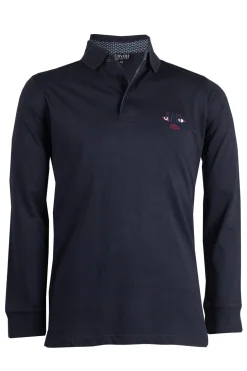 Polo manica lunga in jersey con logo ricamato