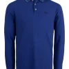 Polo manica lunga in tinta unita con bordi a contrasto