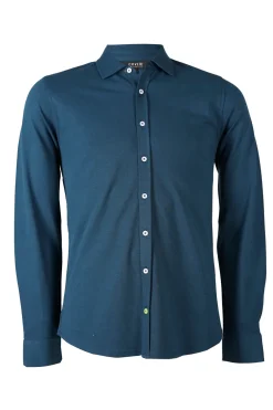 Polo manica lunga modello camicia in cotone piquet elasticizzato
