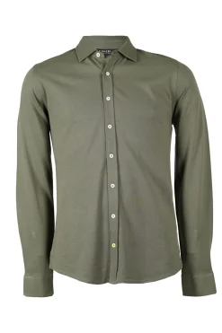 Polo manica lunga modello camicia in cotone piquet elasticizzato
