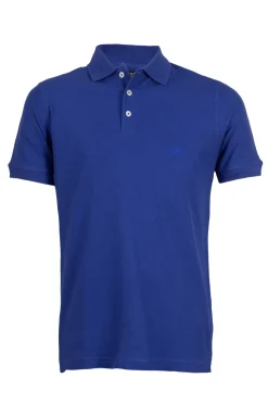 Polo tinta unita in cotone piquet con logo ricamato ton sur ton