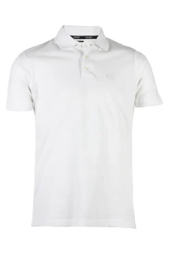 Polo tinta unita in cotone piquet con logo ricamato ton sur ton