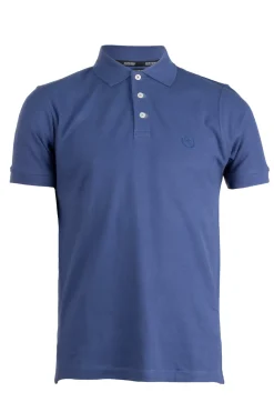 Polo tinta unita in cotone piquet con logo ricamato ton sur ton