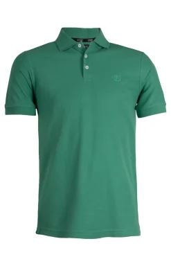 Polo tinta unita in cotone piquet con logo ricamato ton sur ton