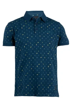 Polo uomo in cotone piquet microfantasia a contrasto