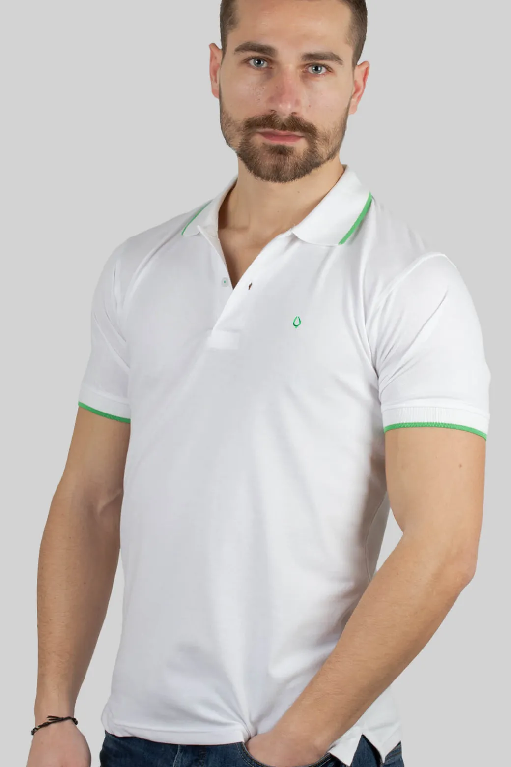 Polo uomo mezza manica in cotone piquet tinta unita