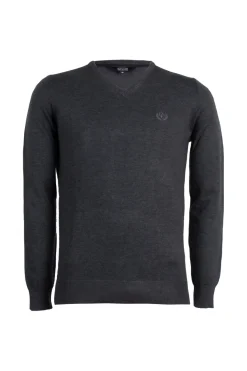 Pullover con scollo a V con logo ricamato ton sur ton sul petto
