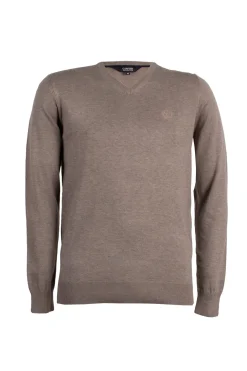Pullover con scollo a V con logo ricamato ton sur ton sul petto
