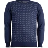 Pullover girocollo con disegni e toppe in contrasto sui gomiti