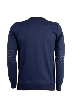 Pullover girocollo con disegni e toppe in contrasto sui gomiti