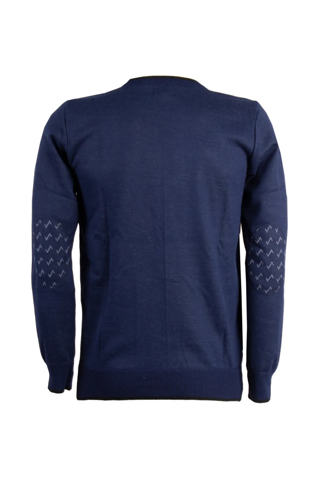 Pullover girocollo con disegni e toppe in contrasto sui gomiti