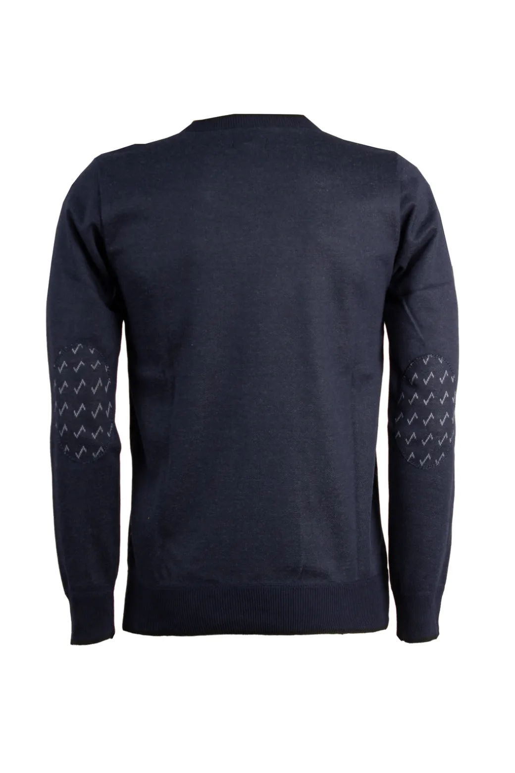 Pullover girocollo con disegni e toppe in contrasto sui gomiti