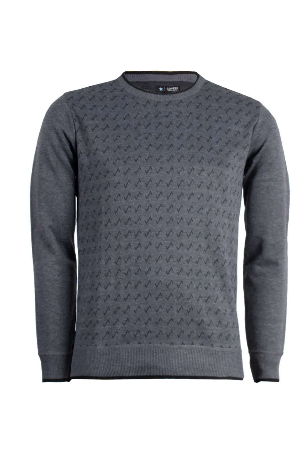 Pullover girocollo con disegni e toppe in contrasto sui gomiti