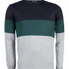 Pullover girocollo con fasce a contrasto
