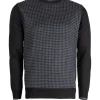 Pullover girocollo con fantasia pied de poule