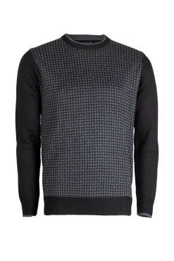 Pullover girocollo con fantasia pied de poule
