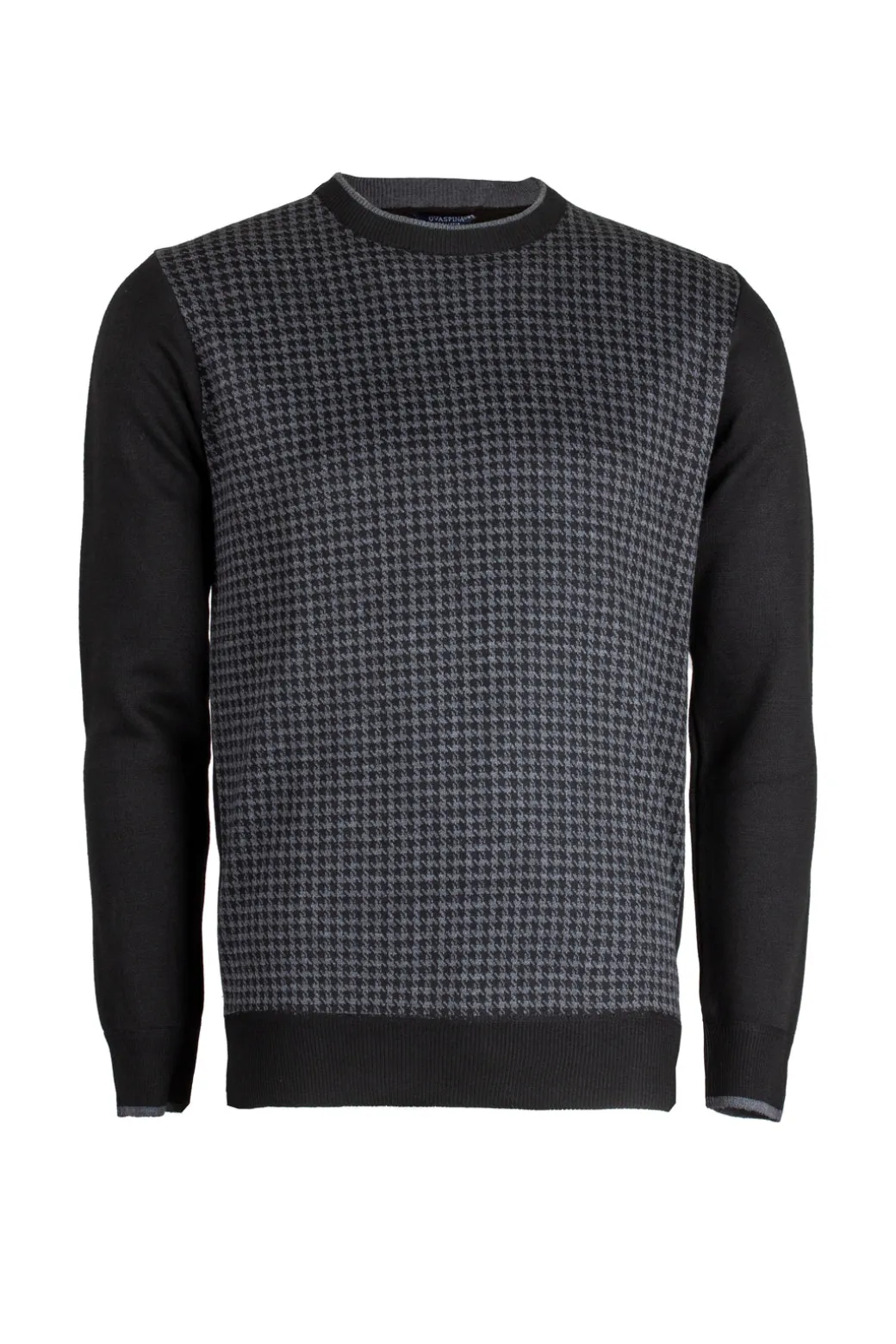 Pullover girocollo con fantasia pied de poule