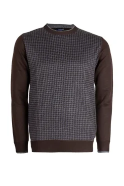Pullover girocollo con fantasia pied de poule