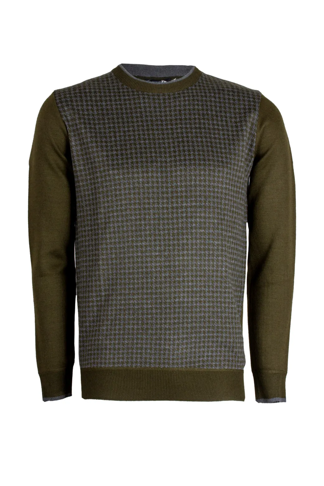 Pullover girocollo con fantasia pied de poule