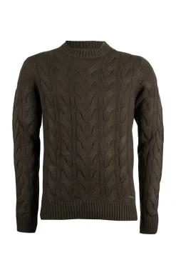 Pullover girocollo con lavorazione a trecce