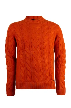 Pullover girocollo con lavorazione a trecce