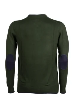 Pullover girocollo con toppe sui gomiti